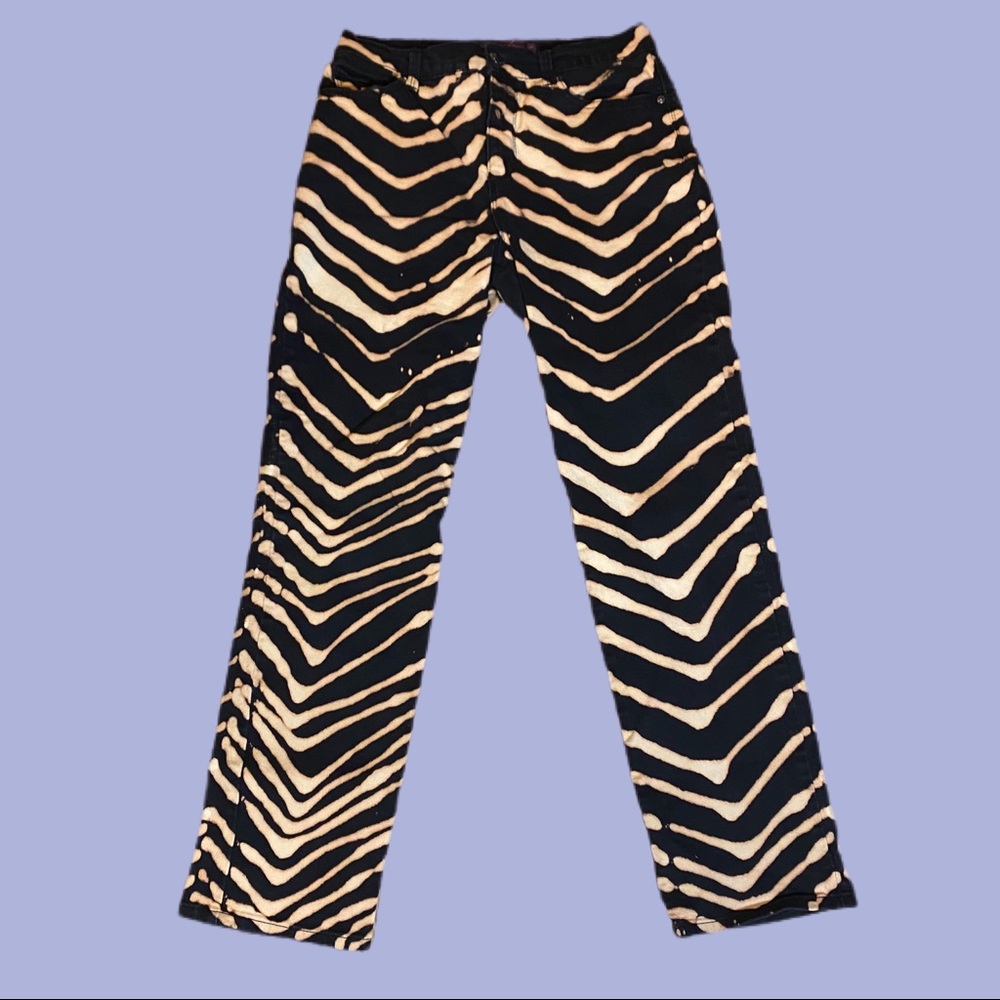 Custom bleached design mom jeans